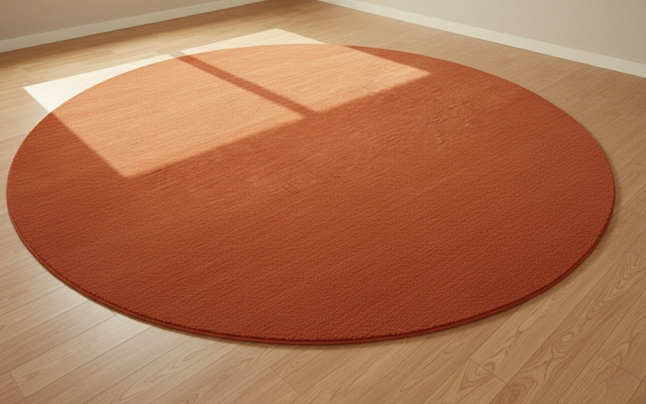 Rust Orange Round Hand-Loom Wool Carpet – Premium New Zealand Wool Rug