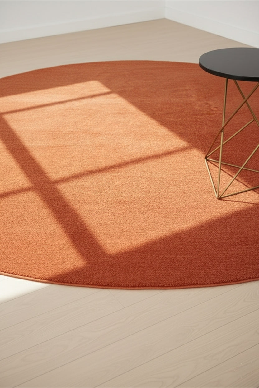 Rust Orange Round Hand-Loom Wool Carpet – Premium New Zealand Wool Rug