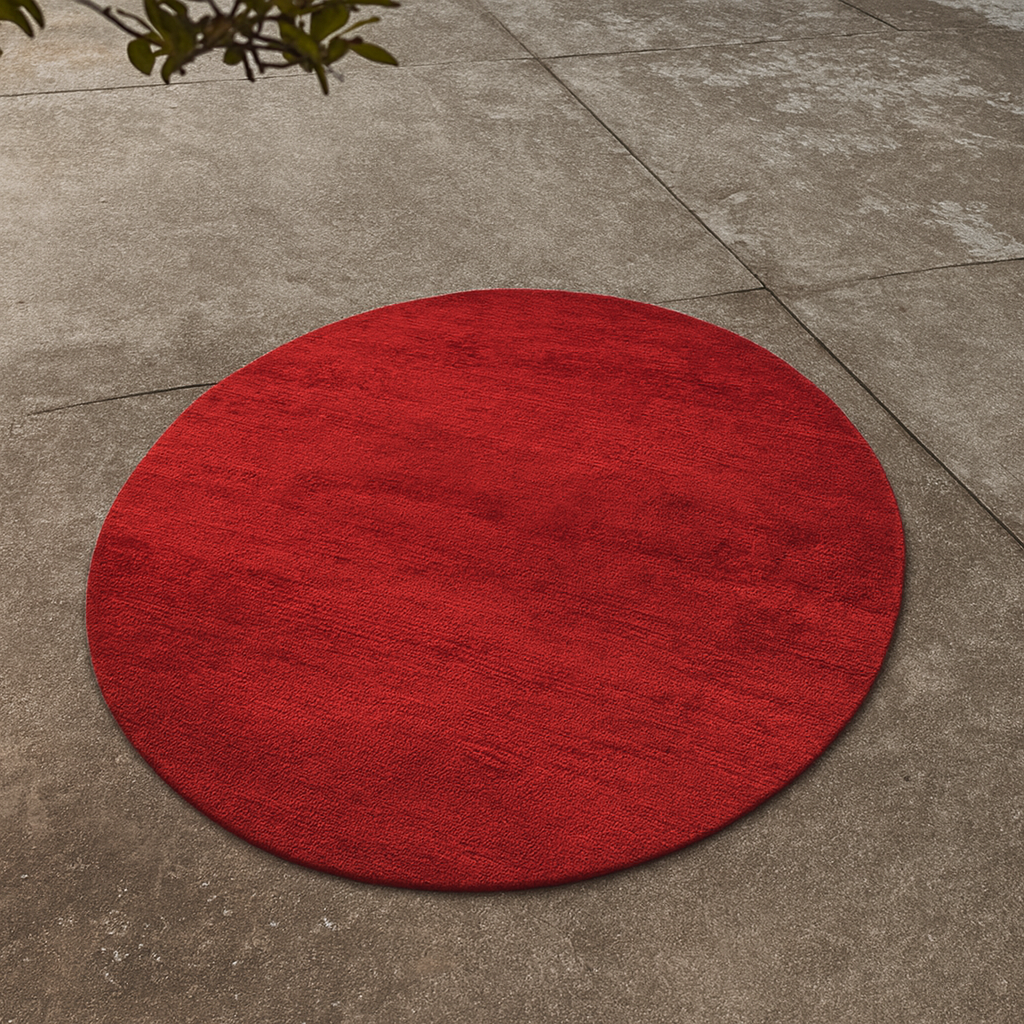 Red Rounded Wool Shape Crimson Red Hand-Loom Wool Carpet | Premium NZ Wool Rug – CarpetStreet.shop