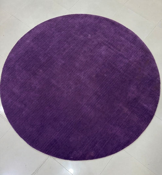 Hand-Loom Round Solid Purple Rug – Modern Minimal Carpet